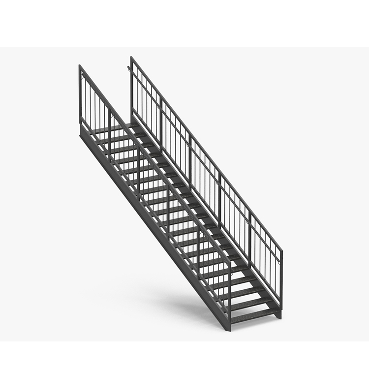 Outdoor metal fire escape staircase exterior prefab mild steel stairs prefabricated wrought iron stair